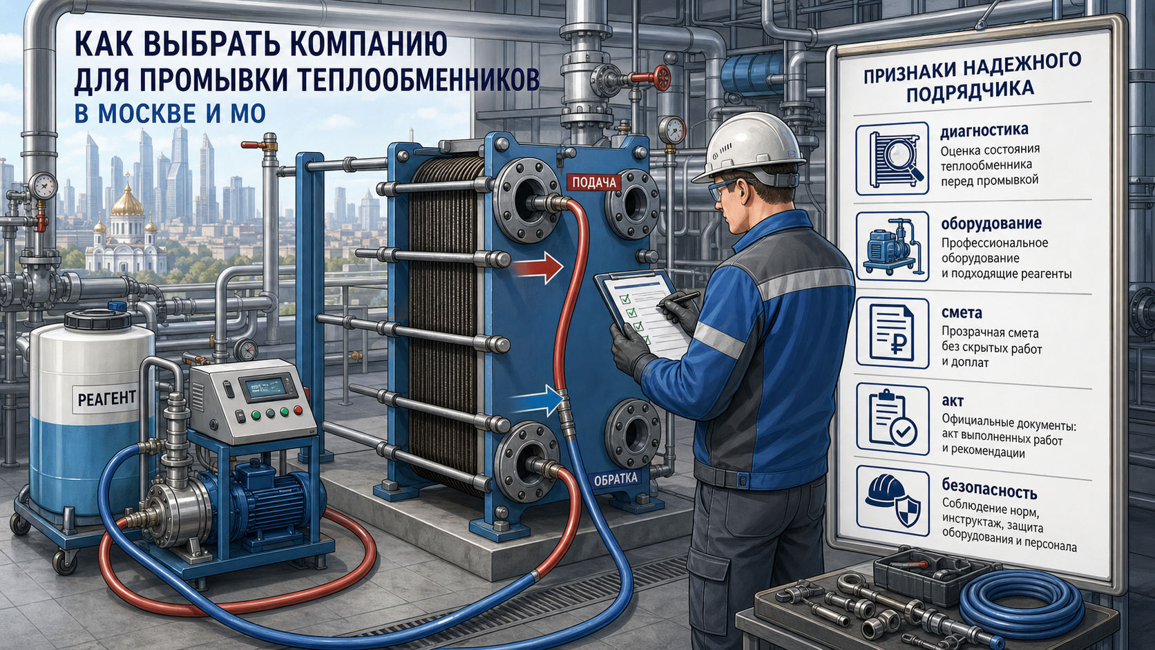 Выбор компании для промывки теплообменников в Москве и Московской области